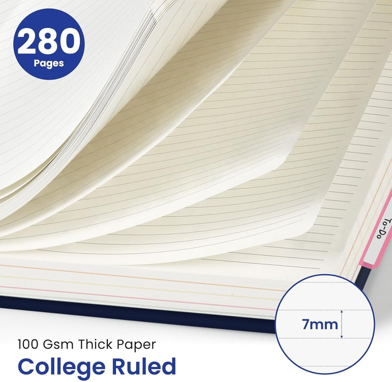 Taja Large Spiral Lined Notebooks for Work with Removable Dividers & Tabs, 8.5"x11" Pretty Hardcover 5 Subject Notebook Journal for Women, College Ruled, Perfect for Study & Office Organization, 280 Pages,Midnight Cranes - Image 2
